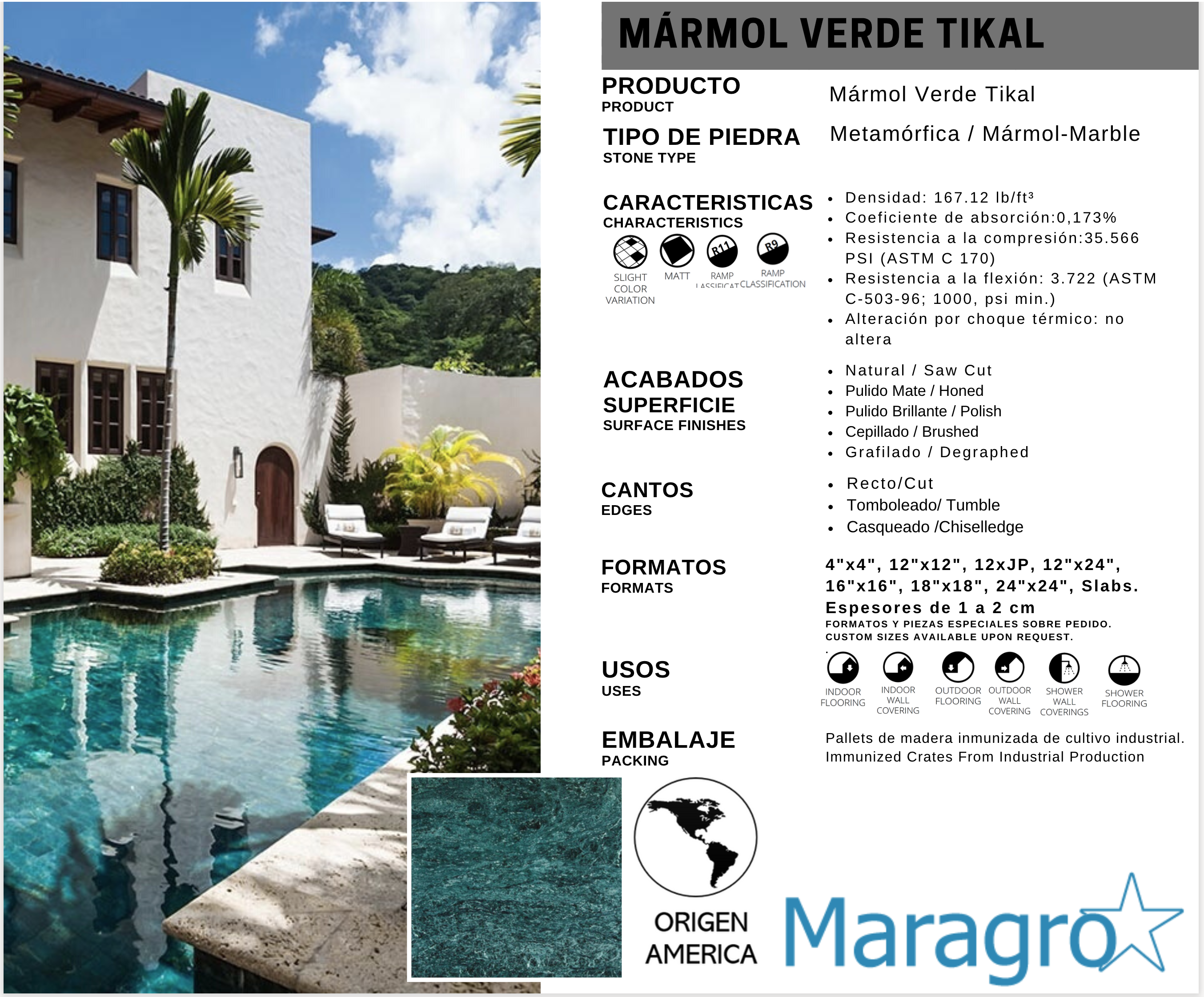 Mármol Verde Tikal ;aragro Costa Rica Ficha Técnica Información general Mármol Verde Tikal ;aragro Costa Rica Ficha Técnica Información general